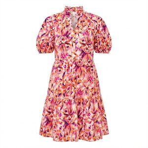 CeCe Women's Split Neck Babydoll Dress – Pink | Flowy Lightweight Short Sleeve